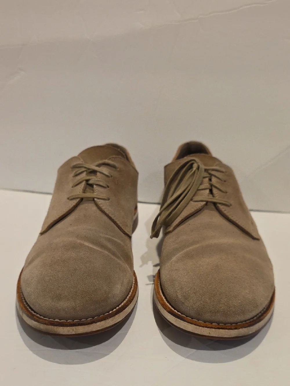 Prada Men's Suede Nubuck Buck Derby Shoes in Light Taupe Size 8